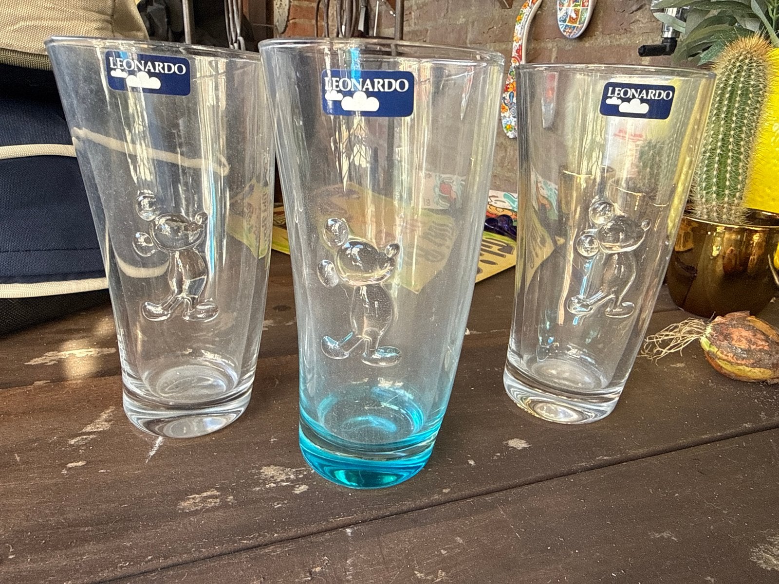 Leonardo Mickey Mouse Glazen - Set van 3, Glas of Glazen, Gebruikt, Overige merken, Ophalen of Verzenden