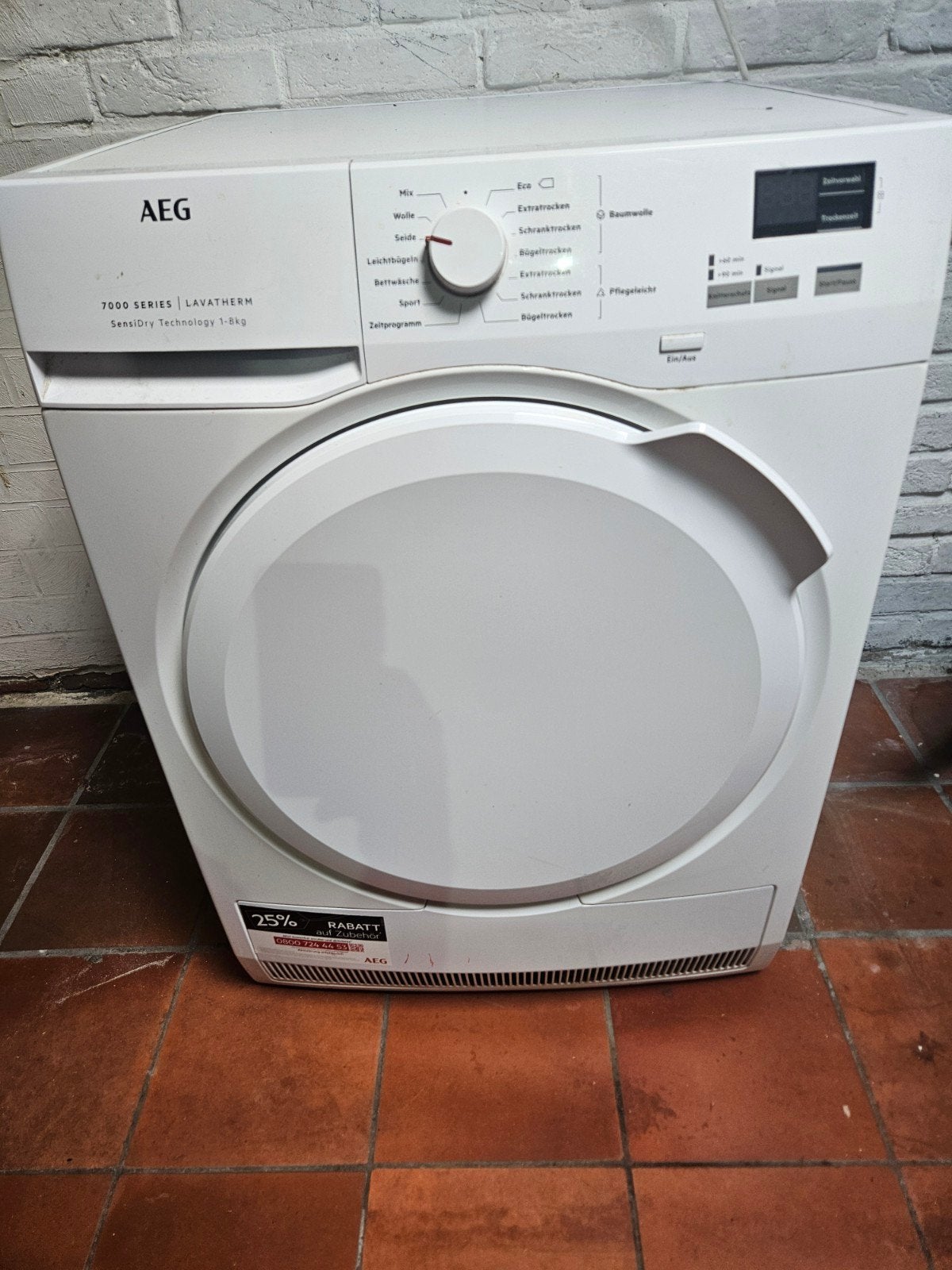 AEG Lavatherm 7000 Serie SensiDry 1-8kg wasdroger, Ophalen, Wolprogramma, 6 tot 8 kg, Gebruikt