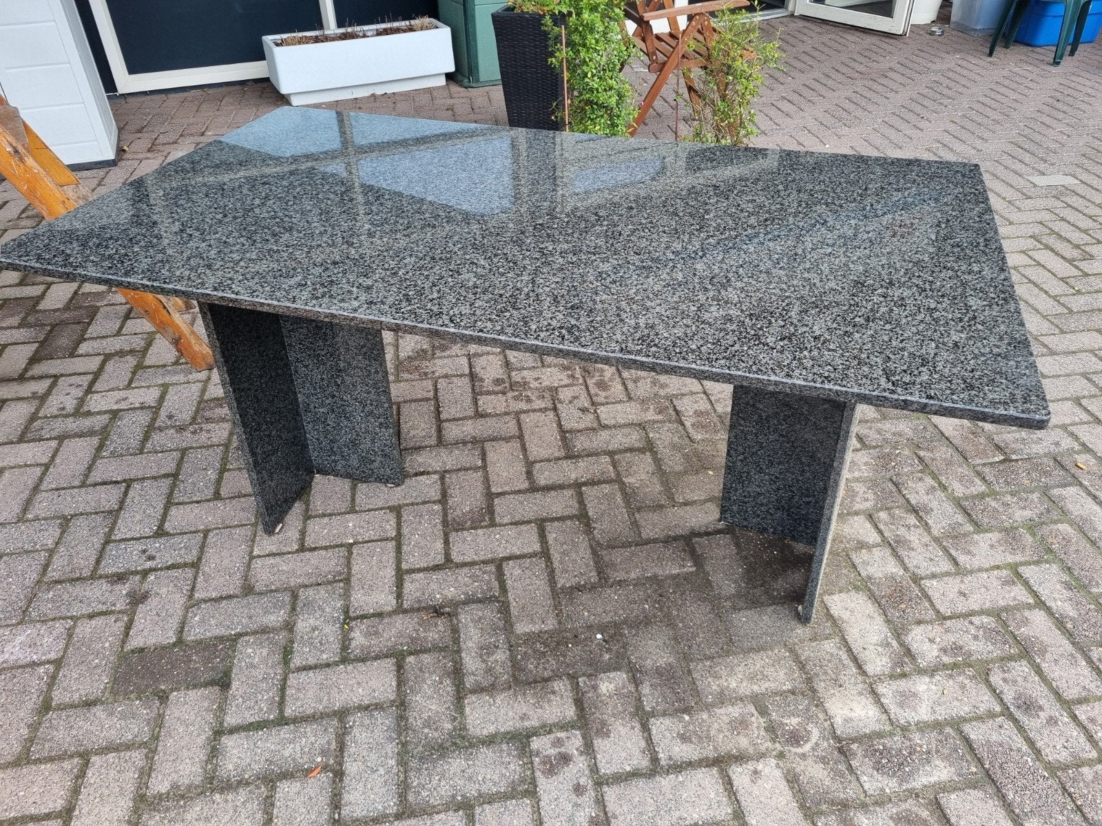 Marmeren Tuintafel 160x90x72 cm, Tuin en Terras, Tuintafels, Ophalen, Gebruikt, Rechthoekig, Overige materialen