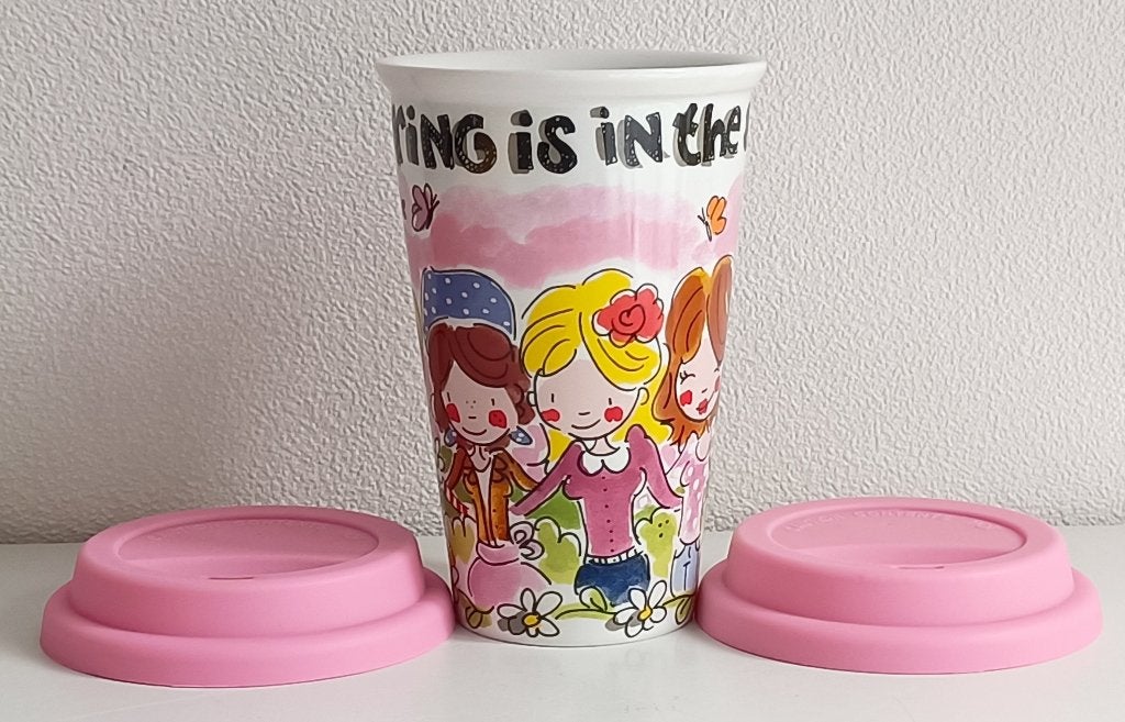 Blond Amsterdam 'Spring is in the air' mok met 2 deksels, Keramiek, Zo goed als nieuw, Modern, Blond Amsterdam