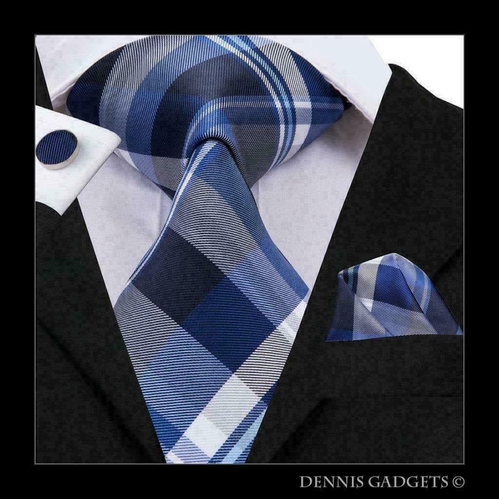 Dennis Gadgets: 100 % zijden stropdas ( 3 delig !! ), Ophalen of Verzenden, Nieuw, Blauw, Met patroon