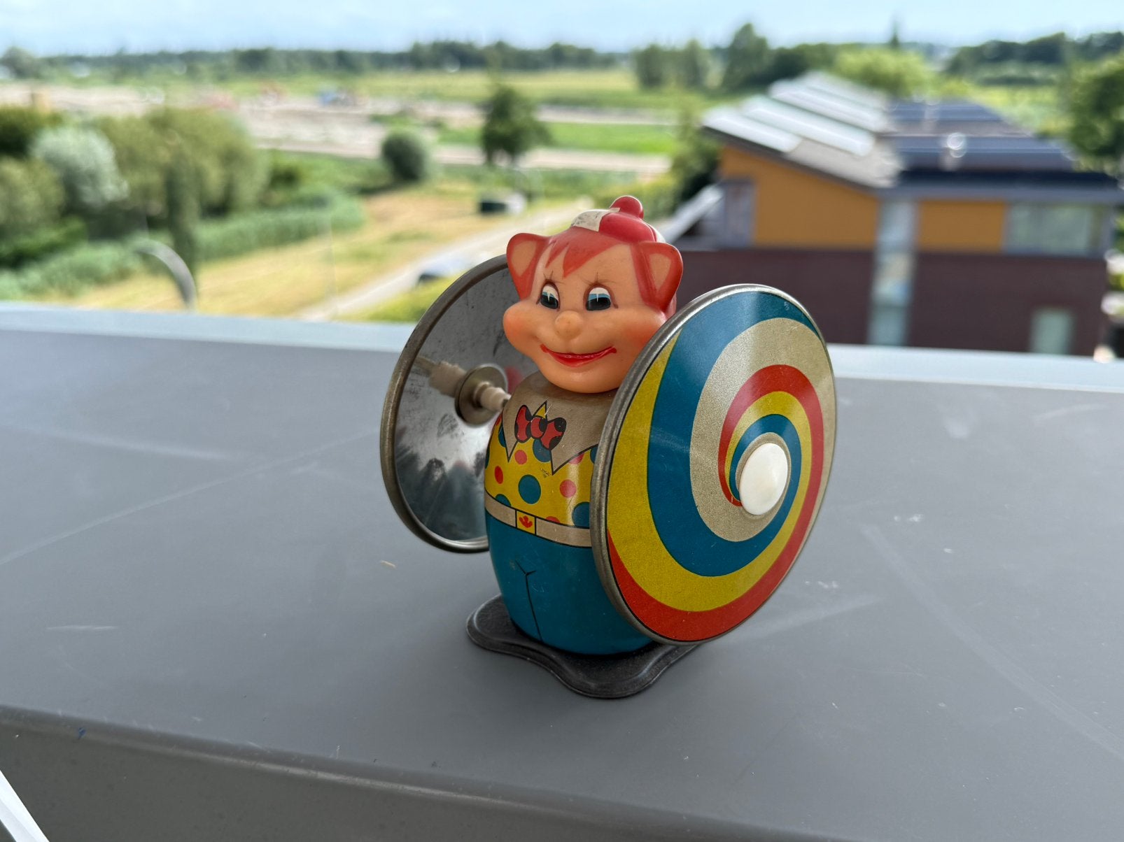 Vintage - Tin Toys wind-up bear clown, Verzenden