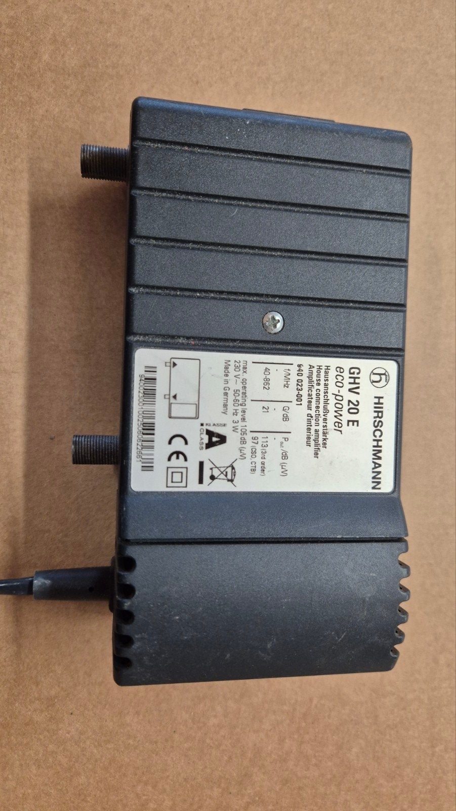 Hirschmann GHV 20 E eco-power kabelversterker, Overige merken, Ophalen of Verzenden, Minder dan 60 watt, Gebruikt