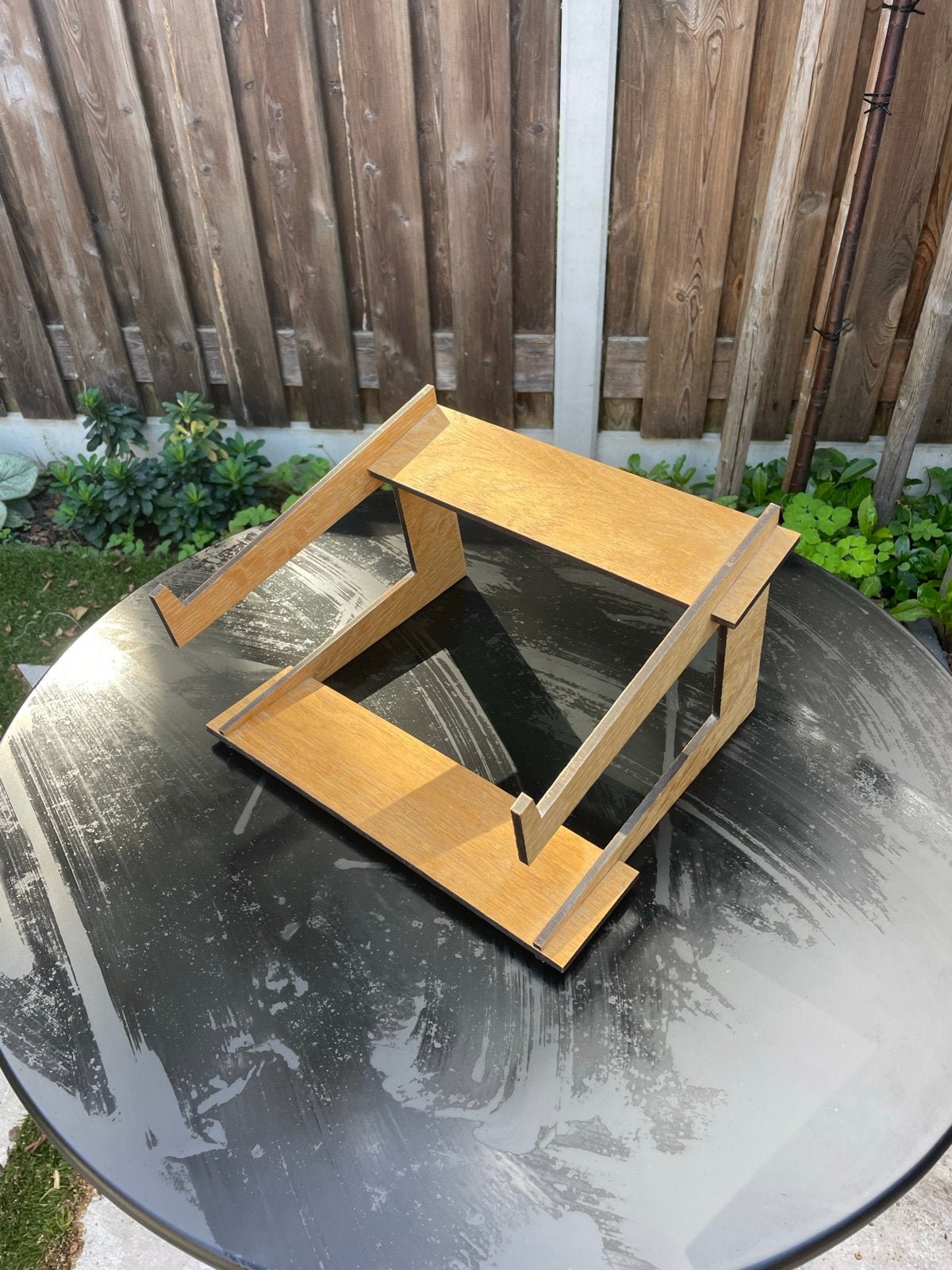 Houten laptop standaard, Computers en Software, Ophalen of Verzenden, Gebruikt