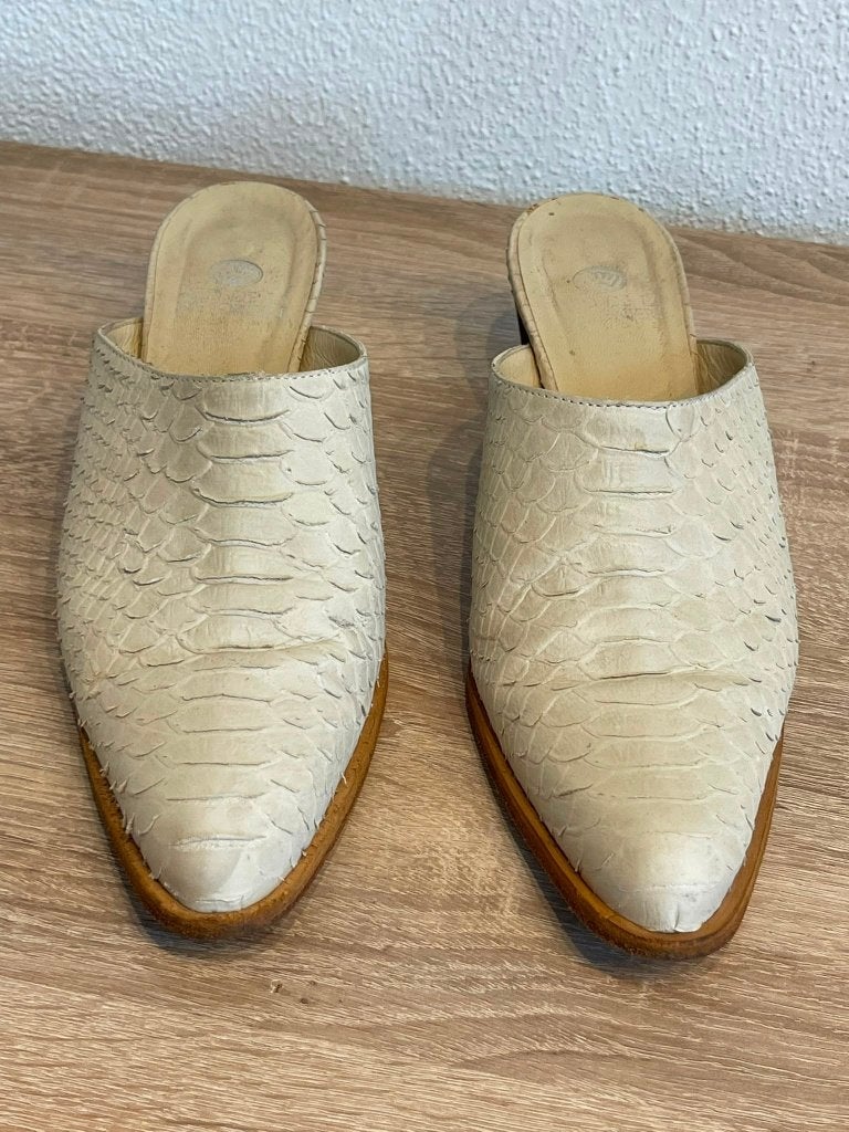 Fred de la Bretoniere vintage slangenleren mt37, ivoor/crème, Pumps, Fred de la Bretoniere, Fred de la Bretoniere, Beige