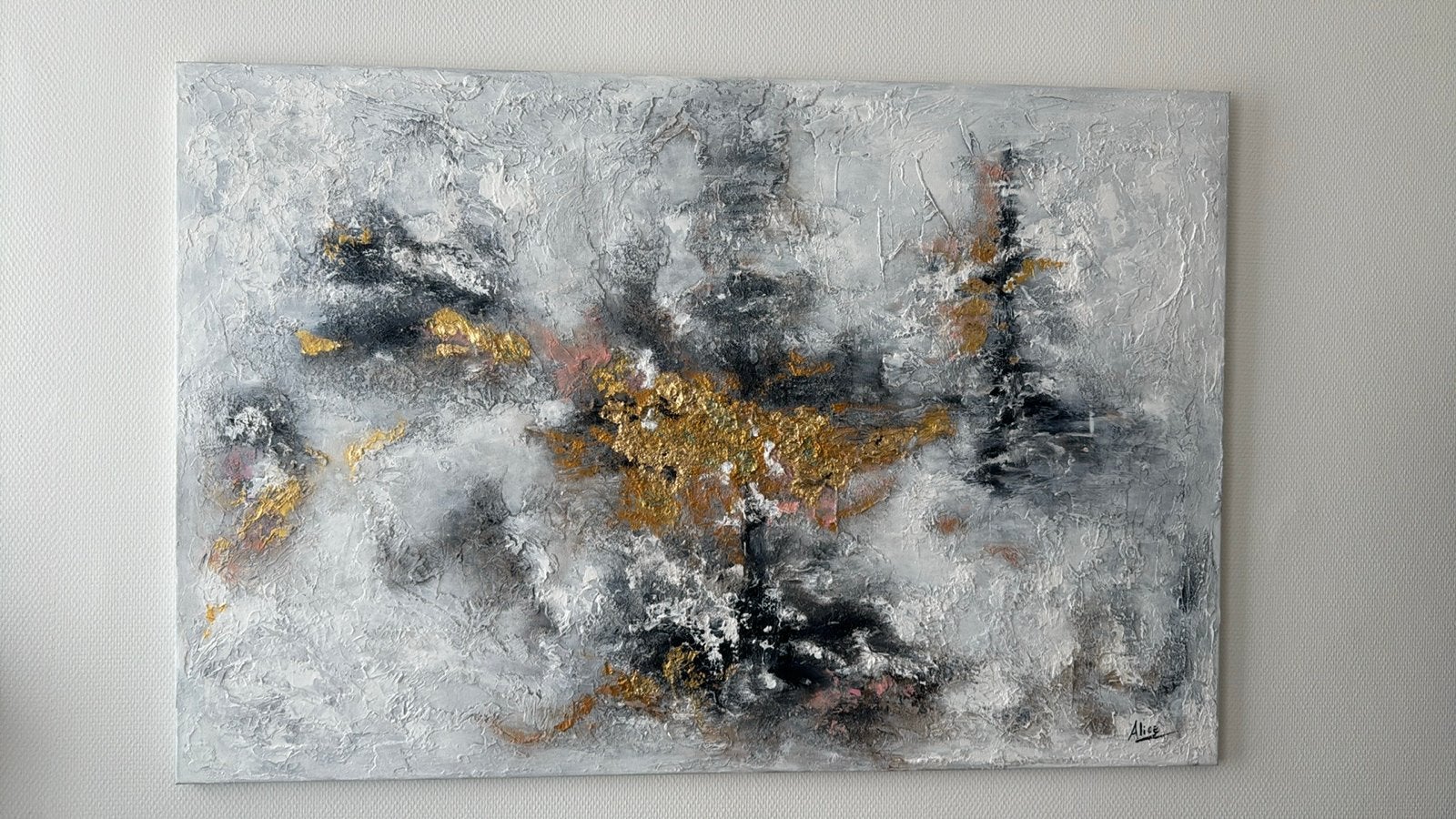 Abstract Schilderij met Bladgoud - Eigen Werk, Ophalen
