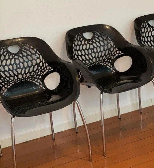 Ton Haas design industrieële vintage stoelen (6), Ophalen, Gebruikt, Zwart, Metaal