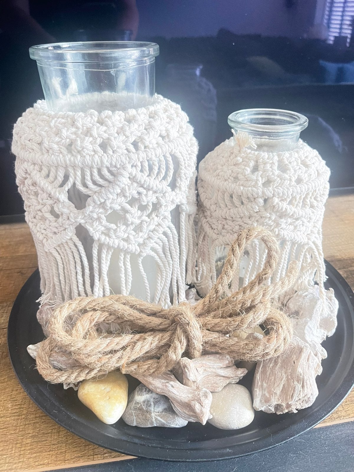 Windlichten met decoratie op schaal, Ophalen of Verzenden