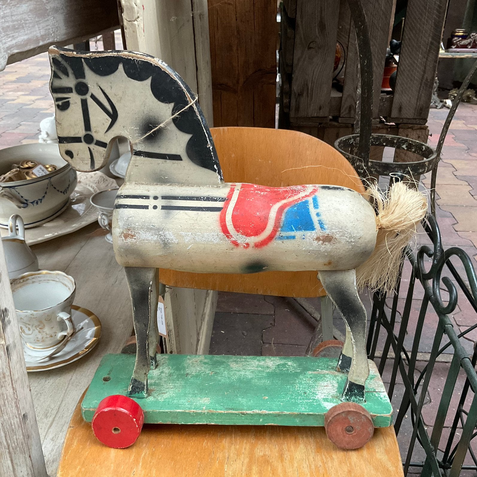 Houten paardje op wieltjes *floor epe*, Antiek en Kunst, Antiek | Speelgoed, Ophalen of Verzenden