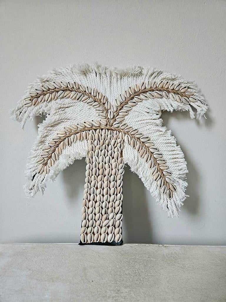 Palmboom kauri schelp wanddecoratie 1 uit Bali, Beige, Boho, Hout, Ophalen of Verzenden