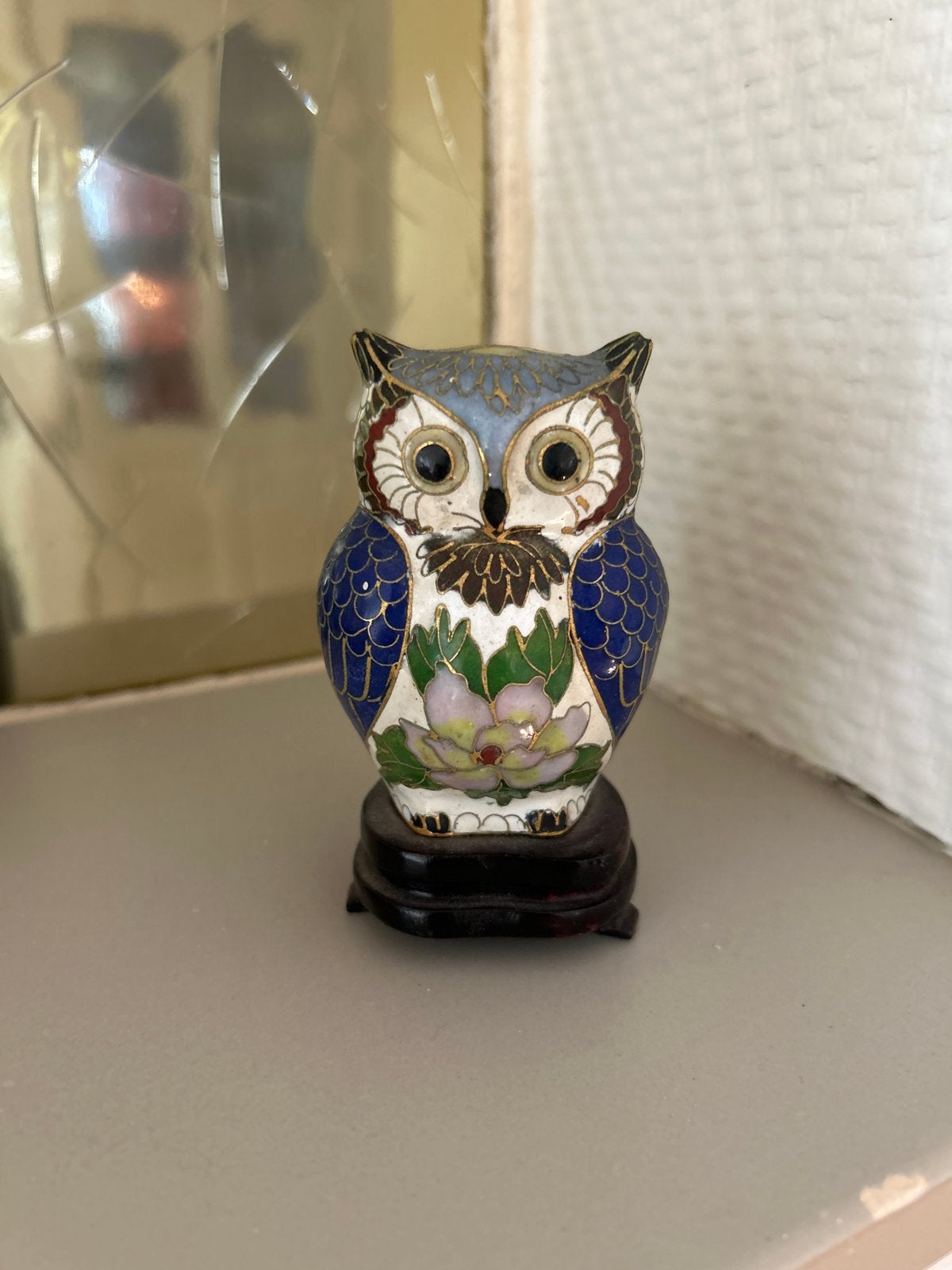 Vintage Chinese cloisonné uilbeeldje, Ophalen of Verzenden