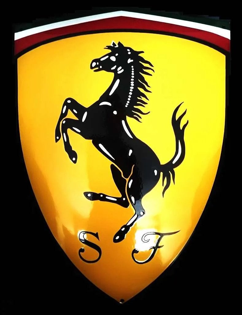 Ferrari Bord Schild Embleem Logo Emaille Formule 1 67x46cm, Verzenden, Zo goed als nieuw, Auto's