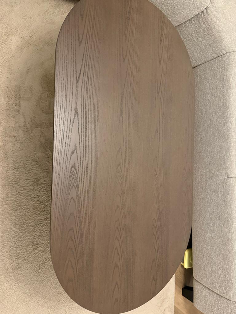 Salontafel Bruin Fineer Ovaal, Huis en Inrichting, Tafels | Salontafels, Japandi, 100 tot 150 cm, Nieuw, Minder dan 50 cm