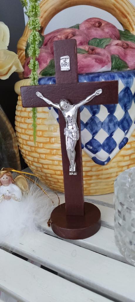 Mooi Staandend Houten Religieuze Jezus Kruis, Verzamelen, Religie, Beeld(je), Ophalen of Verzenden
