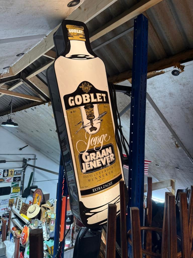 Goblet Jonge Graan Jenever – Verlichte Flessen Reclame, Antiek en Kunst, Ophalen