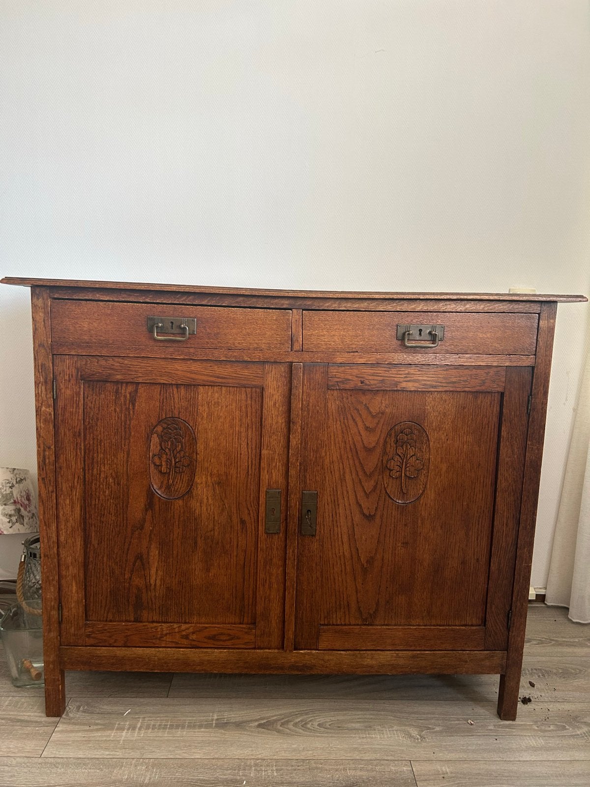 Antiek eiken dressoir met houtsnijwerk, Antiek en Kunst, Ophalen