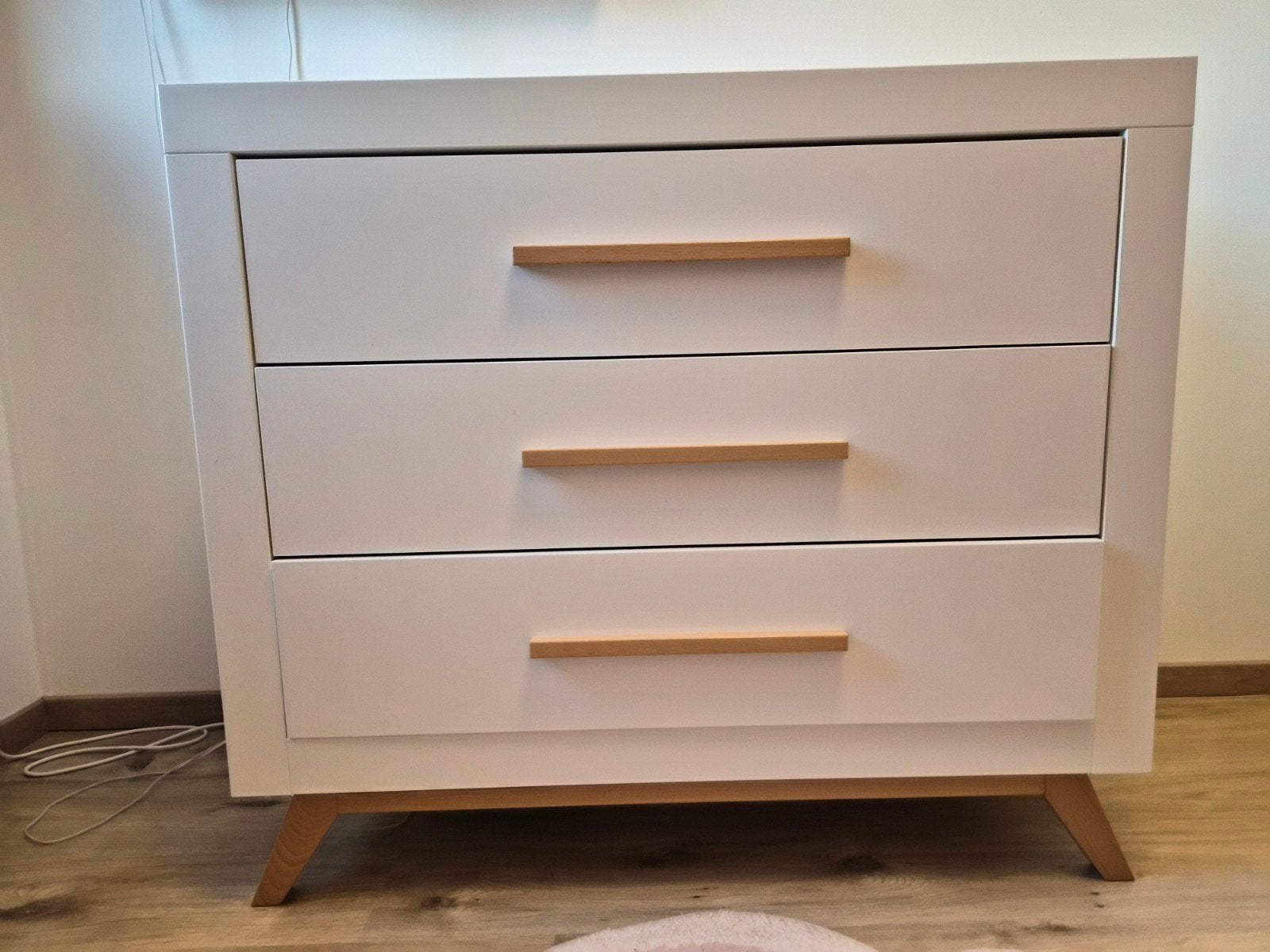 Bopita Fenna Commode - Wit/Naturel met 3 Lades, Ophalen, 50 tot 70 cm, 100 cm of meer, Zo goed als nieuw