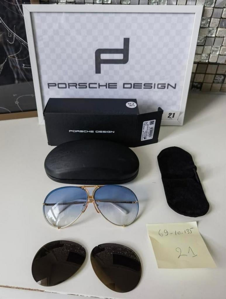 Nieuw Originele porsche design unisex piloten zonnebril met, Ophalen of Verzenden