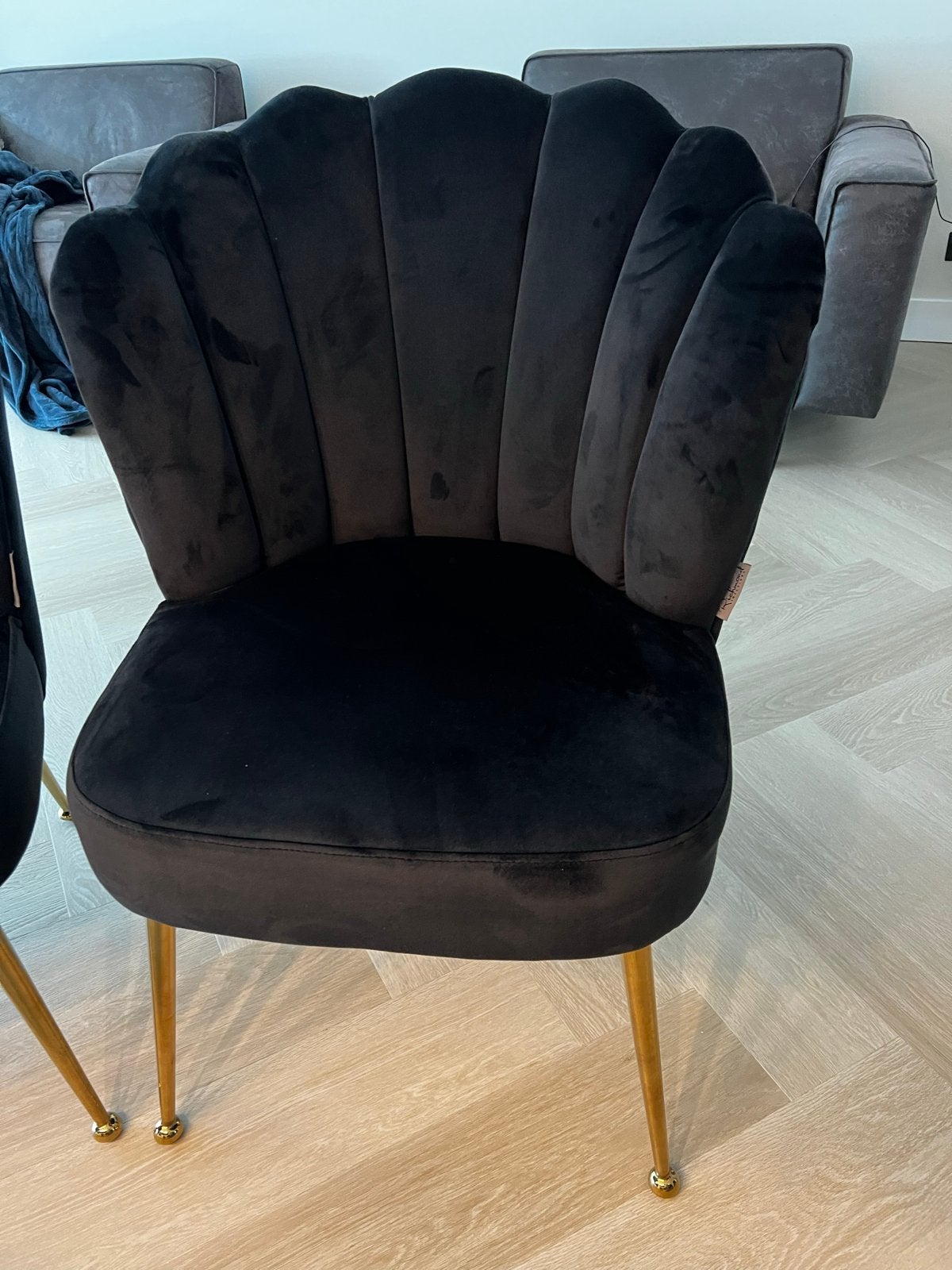 Richmond Interiors eetkamerstoelen, zwart fluweel, Huis en Inrichting, Stoelen, Ophalen, Zwart, Zo goed als nieuw, Stof