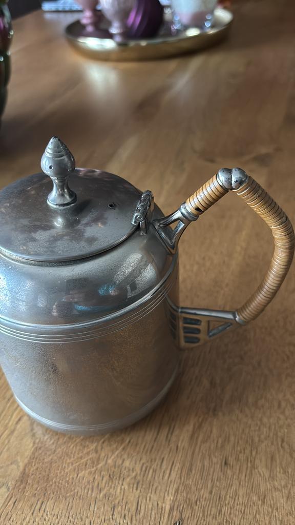 Tinen theekan, Antiek en Kunst, Antiek | Tin, Ophalen of Verzenden