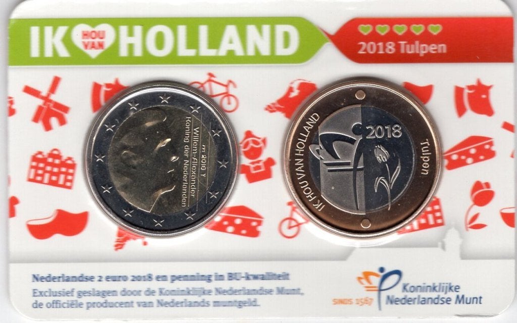 2 Euro Nederland 2018 - Holland Coin Fair Coincard - Tulpen, Verzenden, Overige landen, 2 euro, Losse munt