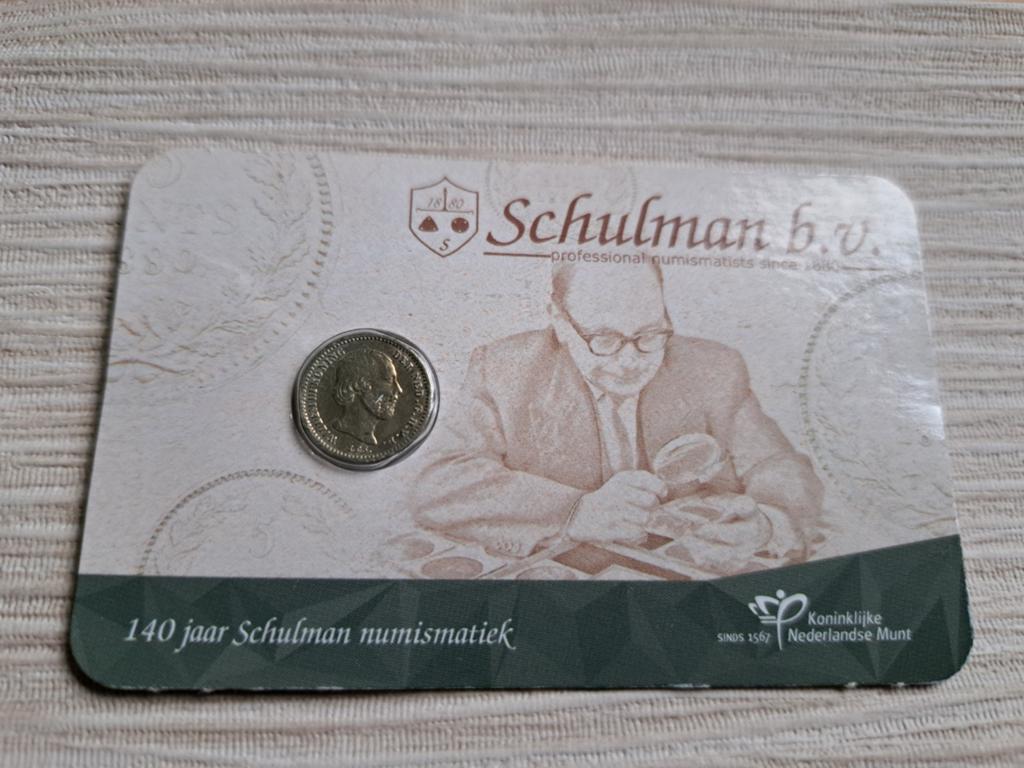 Coincard 140 jaar Schulman Numismatiek 1855, Postzegels en Munten, Munten | Nederland, Ophalen of Verzenden, Koning Willem III
