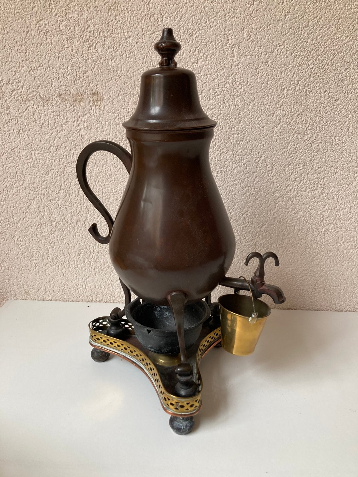 Antiek Hollandse kraantjeskan met komfoor, Ophalen of Verzenden