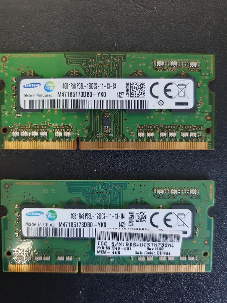 Samsung 4GB 1Rx8 PC3L-12800S-11-13-B4 DDR3, Gebruikt, DDR3, Ophalen of Verzenden, Laptop