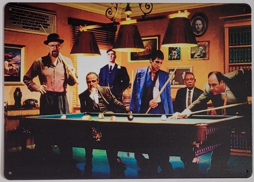 Gangsters Maffia pool biljart reclamebord van metaal deco, Info@deconoord.nl, Deco Noord, Nieuw, Ophalen of Verzenden