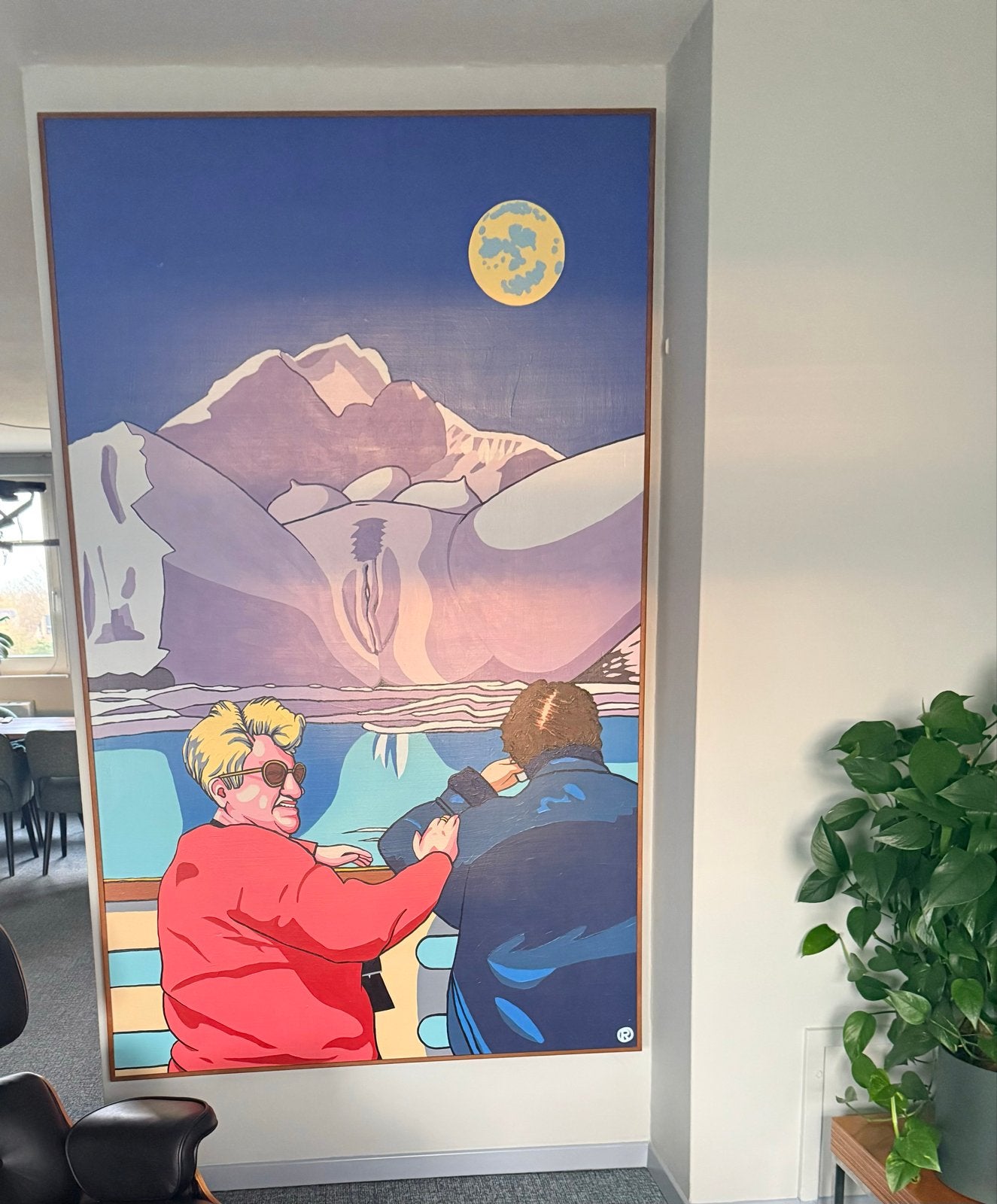 Groot schilderij Henk Roosendaal, gesigneerd, 220 cm hoog, Ophalen, Acrylverf, Gesigneerd, Hout