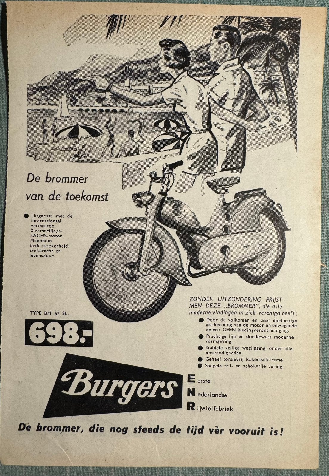 Advertentie Burgers bromfiets Sachs 3V, Verzenden, Zo goed als nieuw, Motoren