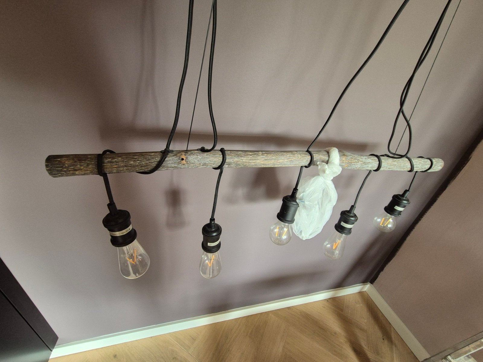 Hanglamp van drijfhout, Ophalen, Zo goed als nieuw, 75 cm of meer, Rustiek, Industrieel, Landelijk