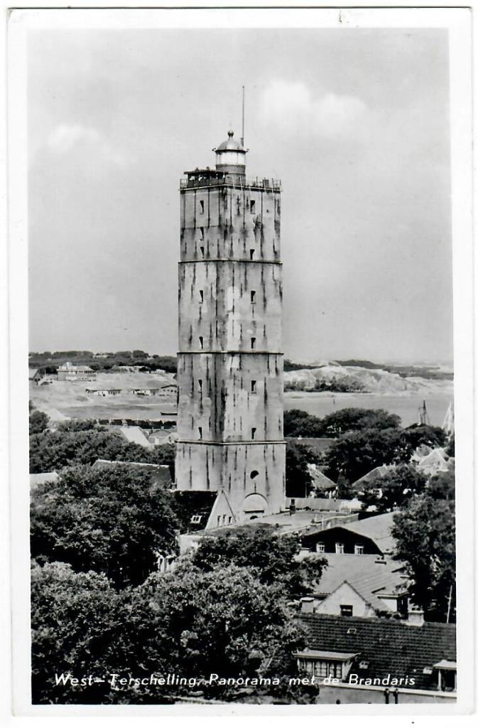 West Terschelling - Panorama met de Brandaris, Verzamelen, Verzenden, 1960 tot 1980, Gelopen, Waddeneilanden