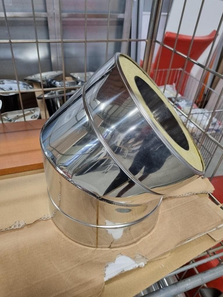 NIEUWE DUBBELWANDIGE RVS BOCHT 150-250 MM 48 GRADEN, Doe-het-zelf en Verbouw, Buizen en Afvoer, Ophalen, Pvc, Nieuw, Minder dan 2 meter