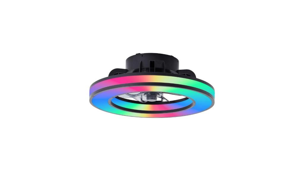 Zwarte Plafondlamp met Ventilator LED RGB, Witgoed en Apparatuur, Ophalen, Ventilator met afstandsbediening, Nieuw, Plafondventilator