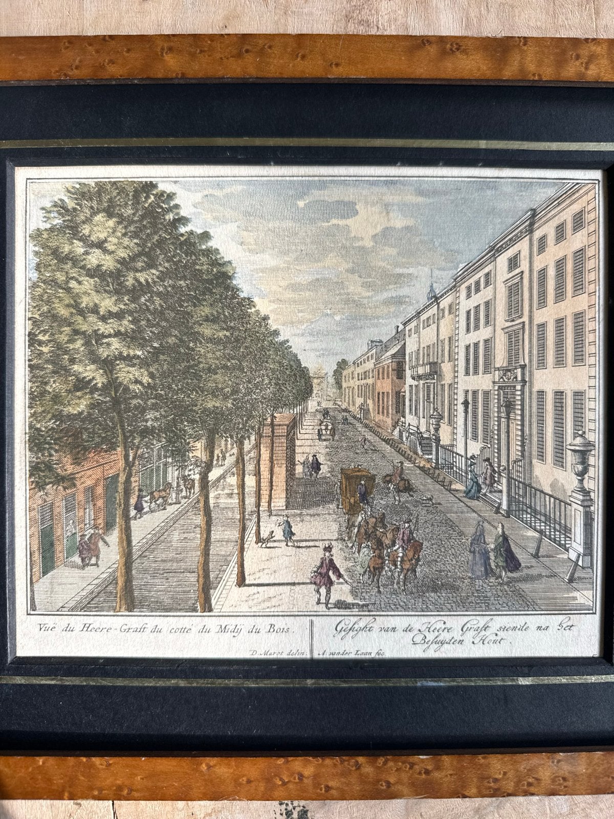 Herengracht Den Haag, richting Bezuidenhout (ca. 1717), Handgekleurd, Ets, Stadsgezicht, Ophalen of Verzenden