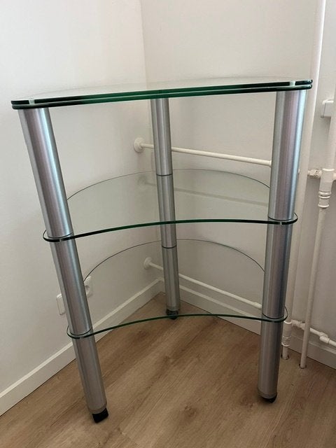 Multifunctioneel glazen audio meubel, Ophalen, 50 tot 100 cm, Zo goed als nieuw, Glas