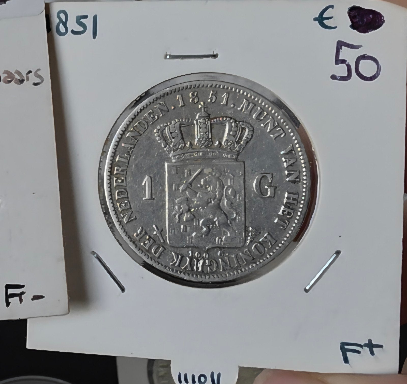 1 gulden 1851 Nederland, Postzegels en Munten, Munten | Nederland, 1 gulden, Koning Willem III, Verzenden, Zilver
