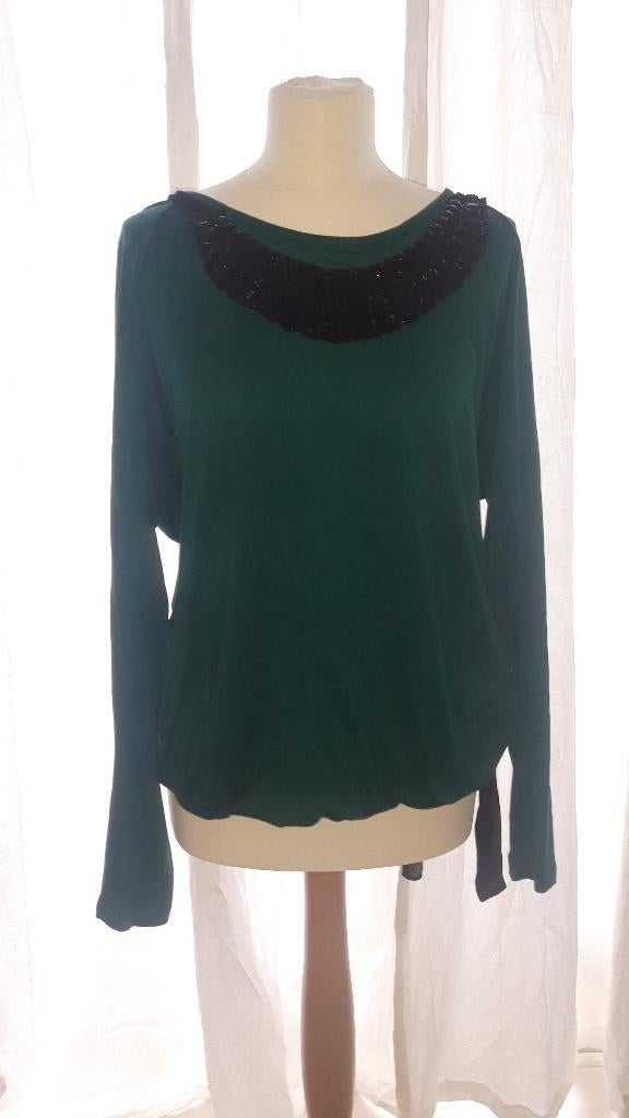 DIDI (feestelijke) top. Smaragdgroen met 'ketting' zwart, Kleding | Dames, Maat 42/44 (L), Didi, Ophalen of Verzenden, Zo goed als nieuw
