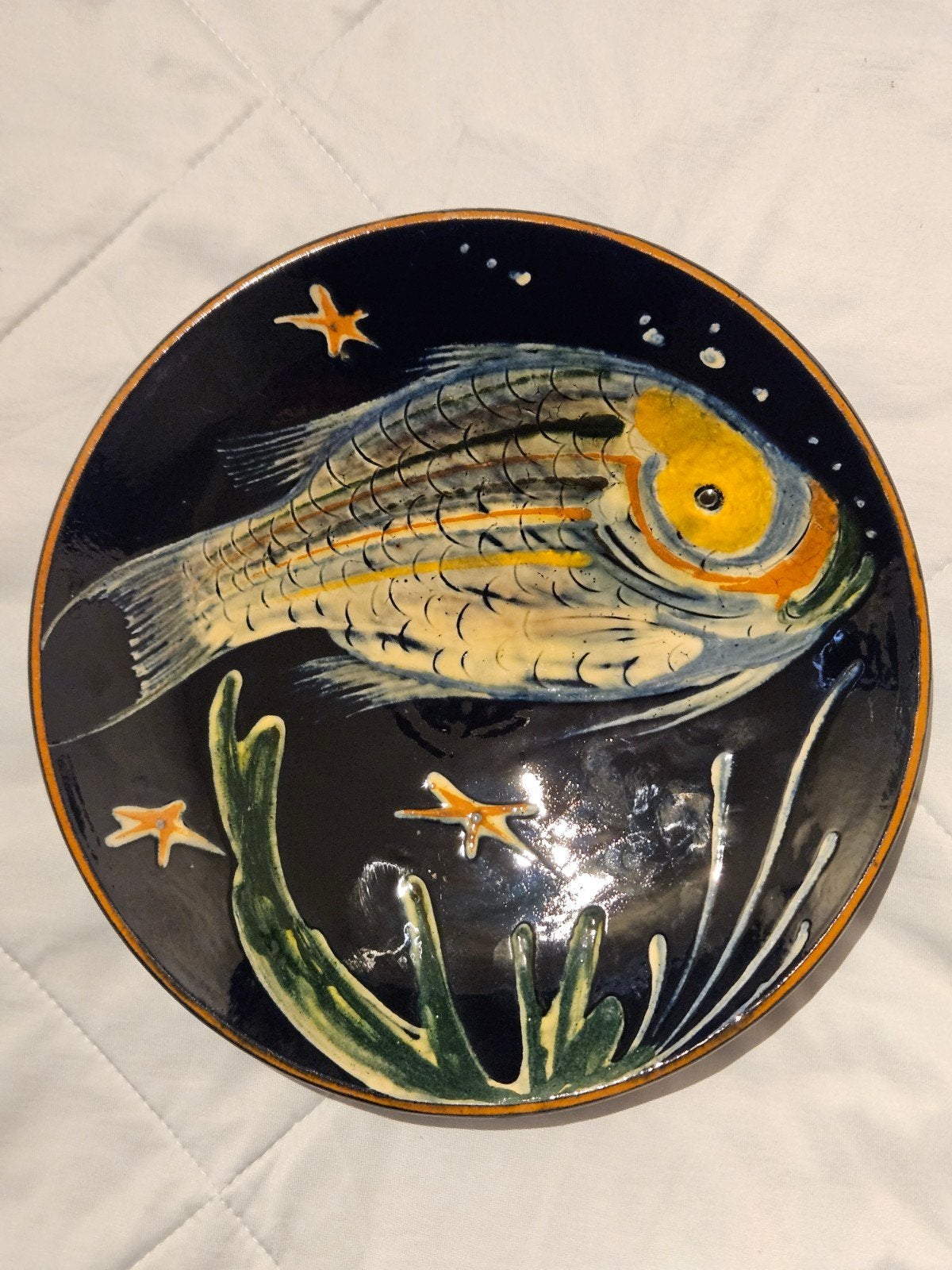 Vintage Puigdemont keramiek schaal vis decor Espana, Ophalen of Verzenden