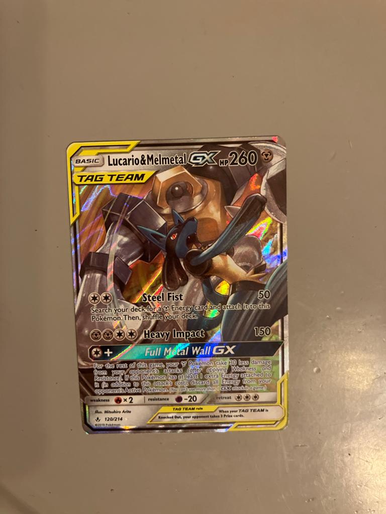 Lucario & Melmetal GX Pokémon Kaart 120/214, Ophalen of Verzenden, Zo goed als nieuw, Losse kaart
