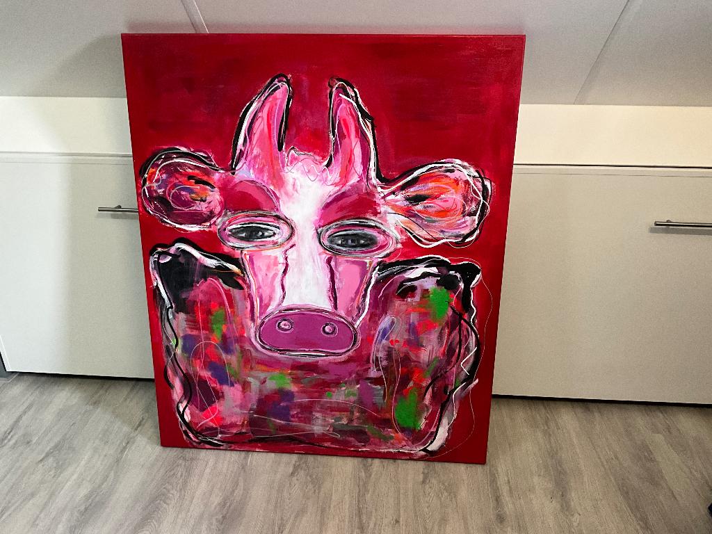 Vrolijk acryl verf schilderij XXL, Ophalen