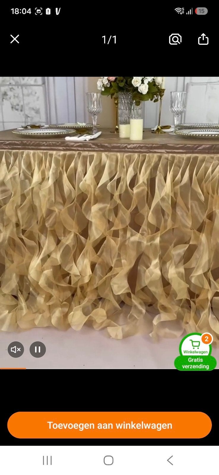 Nieuwe Gouden Tafelrok - Perfect voor Feestjes!, Ophalen of Verzenden, Nieuw