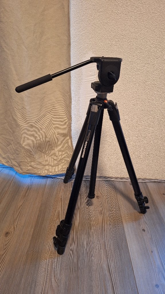 Manfrotto 055XDB statief/tripod en 128RC videokop/videohead, Ophalen of Verzenden, Zo goed als nieuw, 175 cm of meer, Driepoot