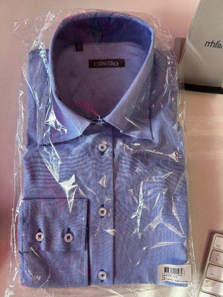 Heren overhemd, lichtblauw geblokt (1x S, 2x M), Kleding | Heren, Ophalen of Verzenden, Nieuw, Blauw, Halswijdte 39/40 (M)