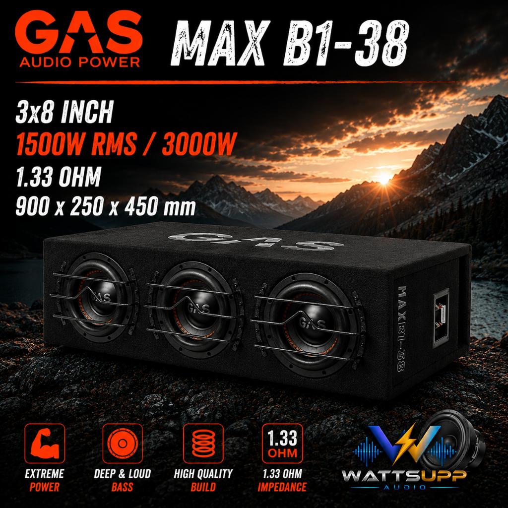 GAS MAX B1-38 3 x 8 inch 1500W RMS Subwoofer 3x8'', Info@optimount.nl, Nieuw, Ophalen of Verzenden, Anholtseweg 48A 7091 HB DINXPERLO