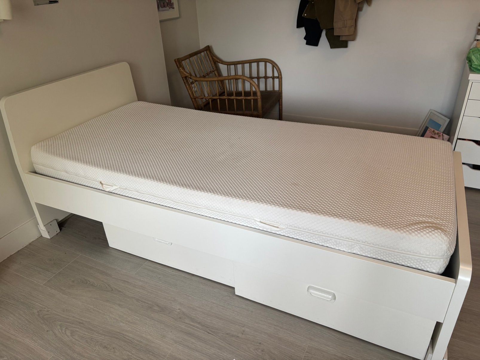 Bedframe met lattenbodem en matras 90x200, Ophalen, Verstelbaar, 90 cm, Eenpersoons