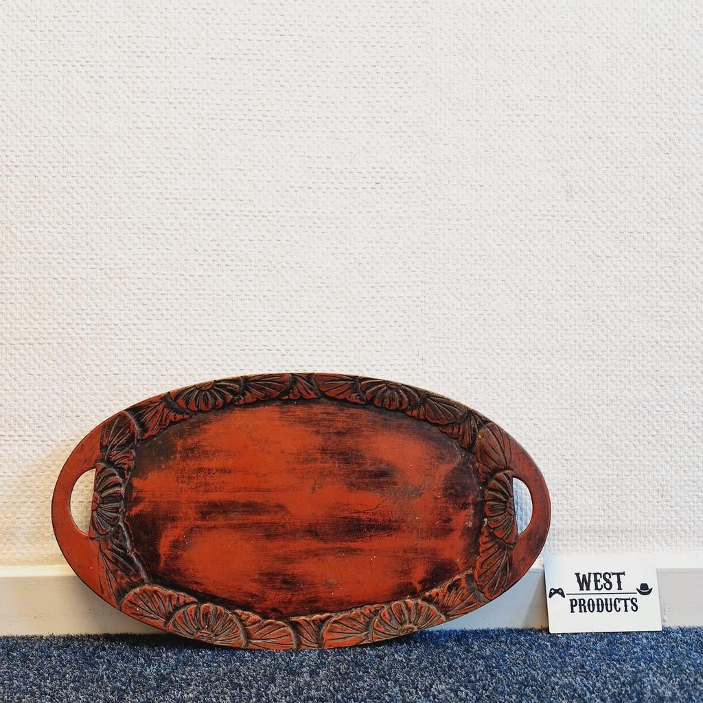 Art Nouveau Stijl Handgesneden Dienblad, Gebruikt, ., Ophalen of Verzenden, .