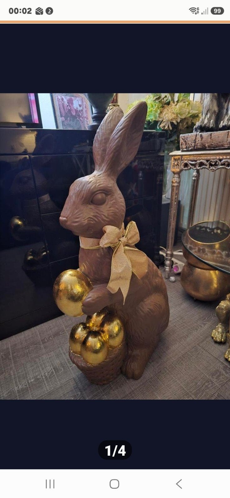 Paashaas, chocolade kleur, met gouden eieren. Clayre en Eef, Ophalen, Nieuw