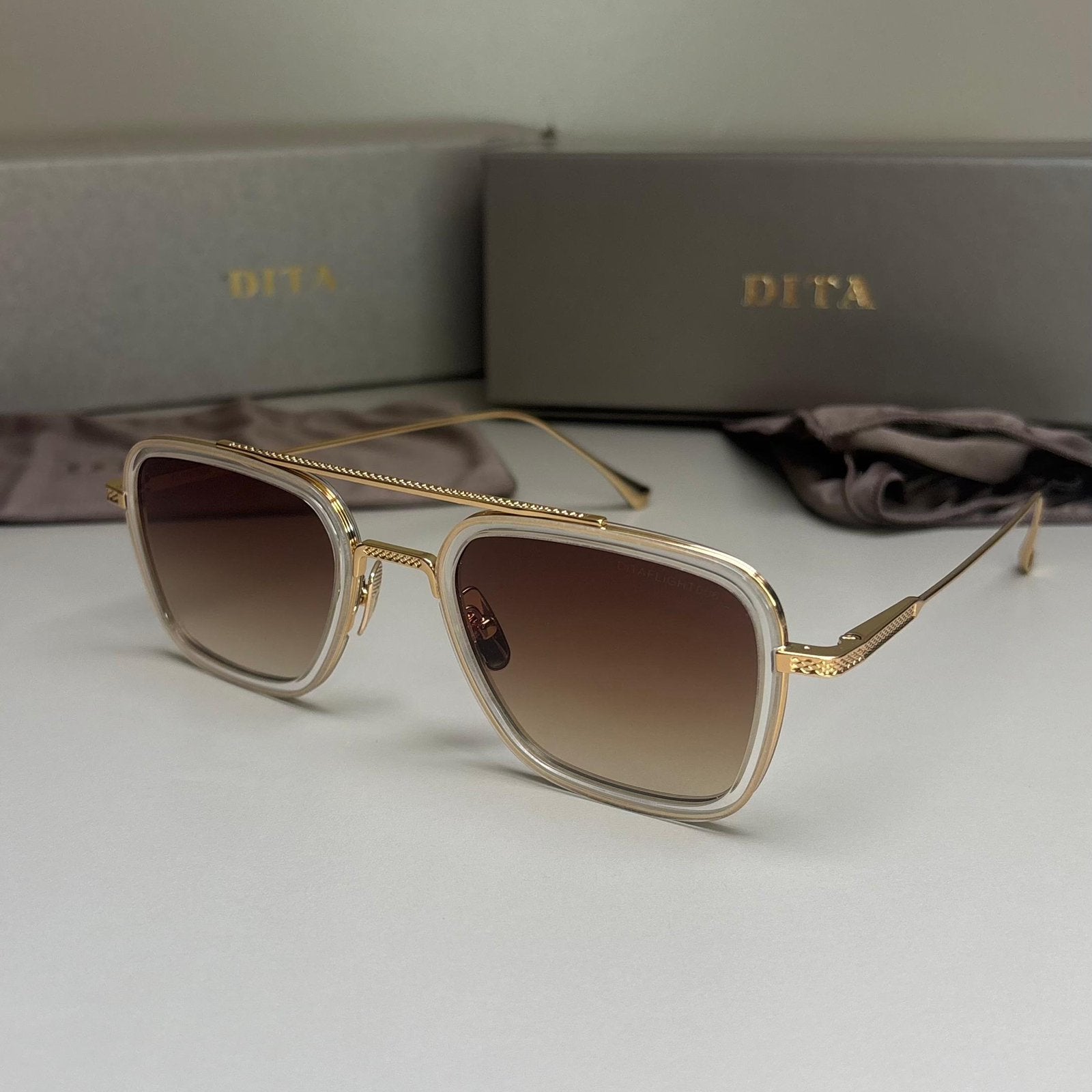 Dita - Flight 006 (Goud/bruin/doorzichtig) + Toebehorenp, Ophalen of Verzenden, Nieuw, Bruin, Overige merken